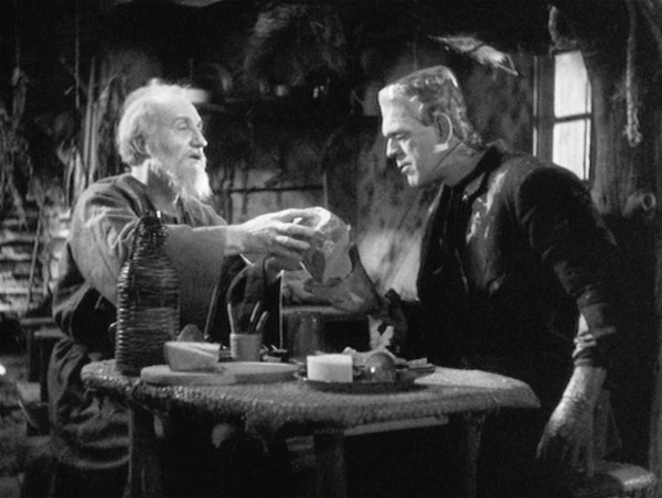 Image result for The Bride of Frankenstein movie, 1935 - the monster meeting the blind hermit